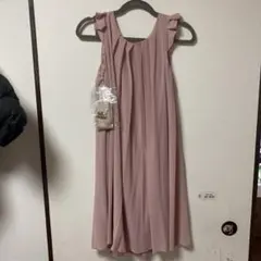 ピンク ノースリーブ ひざ丈ワンピース