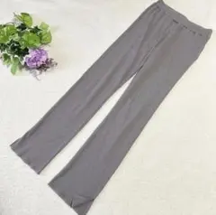 【ベイフロー】リブパンツ　カジュアルパンツ　ウエストゴム仕様　3 グレーパープルのサムネイル