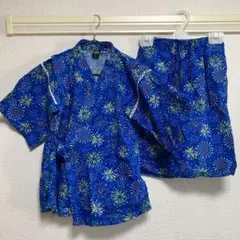 130 男子　花火模様 甚平 夏祭り　ポケットあり