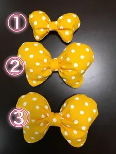 リボン 蝶ネクタイ ドット 黄色