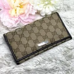 美品✨GUCCI 長財布 プレートロゴ GG GGスプリーム キャンバス 茶色のサムネイル