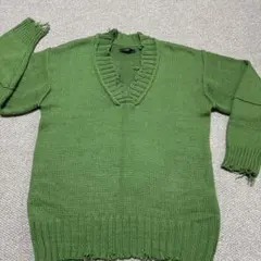 エモダ　EMODA 緑色 Vネック ニットセーター 長袖