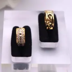 ハワイアン フープピアス 透かし 人気 大人 可愛い ゴールド 両耳 rn068