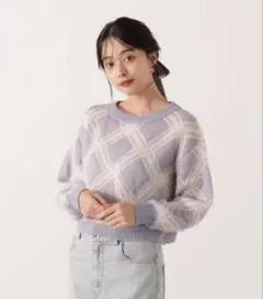 新品 PROPORTION BODY DRESSING ヘアリーチェックニット