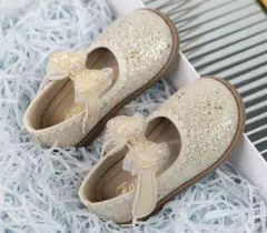 シルバー グリッター バレエシューズ リボン付き