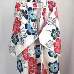 浴衣 白 ホワイト 花柄 お祭り 縁日 イベント パーティ 和服 昭和レトロ