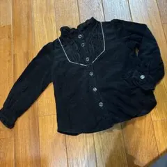 COMME CA DU MODE FILLE黒 コーデュロイシャツ 95A