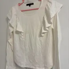 SUGAR SPOON フリル付き長袖Tシャツ F ホワイト