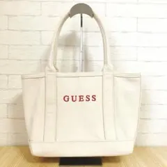 GUESS ゲス キャンバス トートバッグ 自立 A4 PC オフホワイト