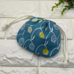 178＊ハンドメイド＊ちいさな丸巾着　　　　　 スズラン(ターコイズ)