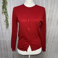 ジョンスメドレー【S】クルーネック長袖カーディガン ウール100% イギリス製