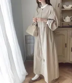 mily bilet ストライプ　ロングワンピース　クレリック　シャツワンピース
