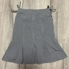 サイズ38/Mサイズ/裏地あり/ギンガムチェック フレアスカート ひざ丈