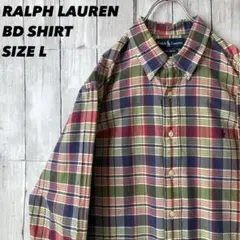ラルフローレン BDシャツ L チェック カスタムフィット マルチカラー　古着