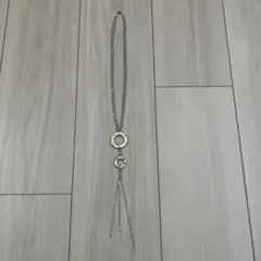 超美品　シルバーパイソン円形リングロングネックレス