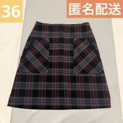 【レア】ELLE エル　チェック　台形　ミニ　スカート　サイズ36 ヴィンテージのサムネイル
