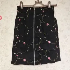 AS KNOW AS PINKY 刺繍タイトスカート ブラック