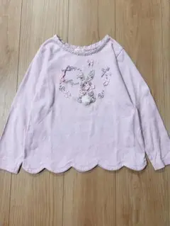中古　メゾピアノ　裾スカラップウサギTシャツ　120