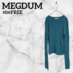 MEGDUM【FREE】長袖セーター リブ編み ターコイズ 海外古着
