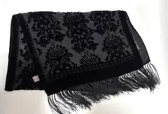 【bonne volonte】シースルー　シルク　ストール　ブラック　 フリンジのサムネイル