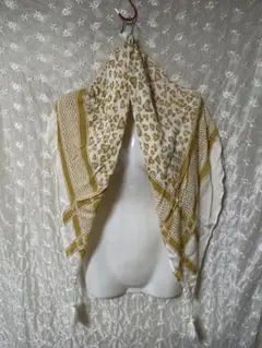 [新品]ヒョウ柄ストール タッセル付き