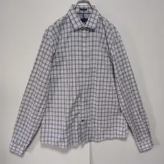 C699 トミーヒルフィガー　長袖シャツ　青　チェック柄　L