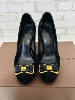 LOUIS VUITTON スエード パンプス ビジュー