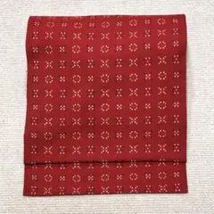 【B65】 ワインレッド 可愛い幾何学模様 名古屋帯
