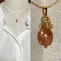 宝石質サンストーン のペンダントトップ　18KGP