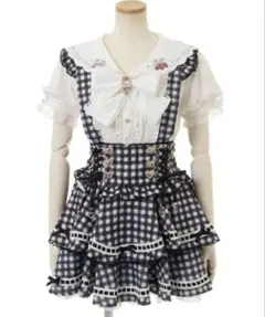 LIZLISA はしごリボンギンガムティアードスカパン ブラック