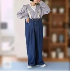 FREAK'S STORE 別注 サスペンダー付き ビッグ2タック デニムパンツ