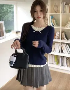 SHEIN バレエスタイル ニットセータートップ 長袖Tシャツ