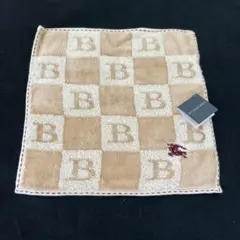 未使用品　バーバリー　タオル　ハンカチ　チェック　ホースロゴ刺繍　ミニタオル