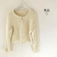 かなさん美品♡ダブルジップシャギーニットカーディガン　セーター　クロップド丈