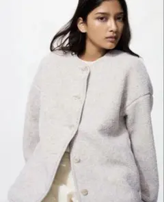 ユニクロ ボアフリースリラックスカーディガン グレー