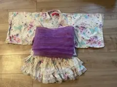 BeedesBee 女の子用浴衣　130 レース　蝶々　お花柄