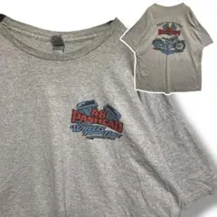 FBYU バイクTシャツ グレー ハーレーダビッドソン 48パンヘッド イラスト