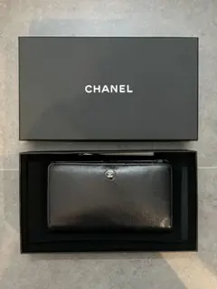 CHANEL ココボタン　ブラック 長財布