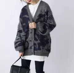 ★ジーナシス　5G FoggyキモウVカーディガン★グレー
