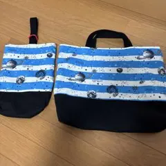 宇宙柄　２点組　レッスンバッグと上履き袋　入学　入園のサムネイル