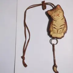 猫デザイン レザーキーホルダー