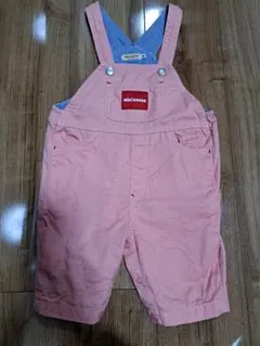 ミキハウス　ロゴピンクオーバーオールM80～90cm