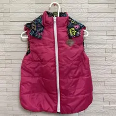 フード付きピンクダウンベストリバーシブル150センチ