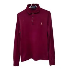 ラルフローレン ポロシャツ 長袖 ボルドー M スリムフィット 刺繍