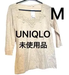 ユニクロ レース カットソー M 白 長袖 秋物 冬物 春物 チュニック