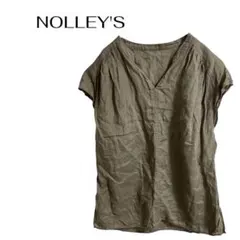 C0562NOLLEY'S オフィスカジュアル デート半袖Vネックブラウス麻