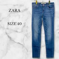 ザラ スキニーデニム ストレート ストレッチ ウォッシュ加工 カジュアル L