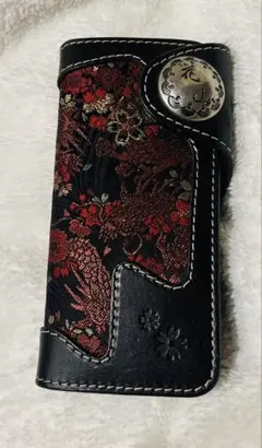 【お値下げ中】　花山　財布　流儀圧搾 花山】≪50点限定≫“流水雪輪”ロングZIPウォレット〔別注
