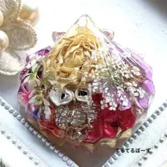 No.273オルゴナイト 大きめな貝（フクロウ入）スーパーセブン・レモンクォーツ