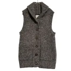 ハートマーケット　ボリュームネック ニットベスト　厚手　グレー　F